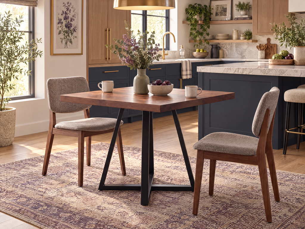Solid Walnut Breakfast Table: 5 Size Options to Seat 2-4