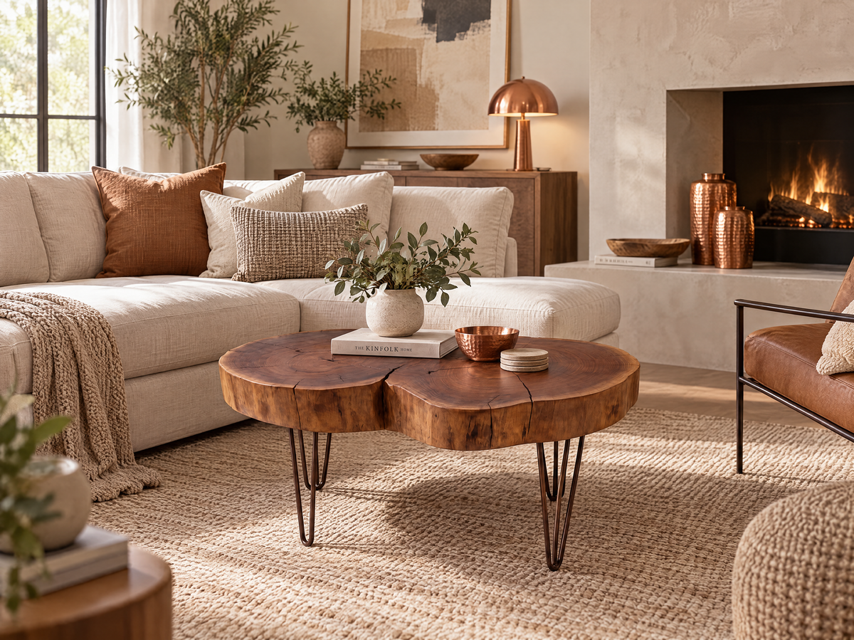 Solid Walnut Live Edge Double Cookie Coffee Table: Copper Resin and Legs, 48 x 25 (One of a Kind)