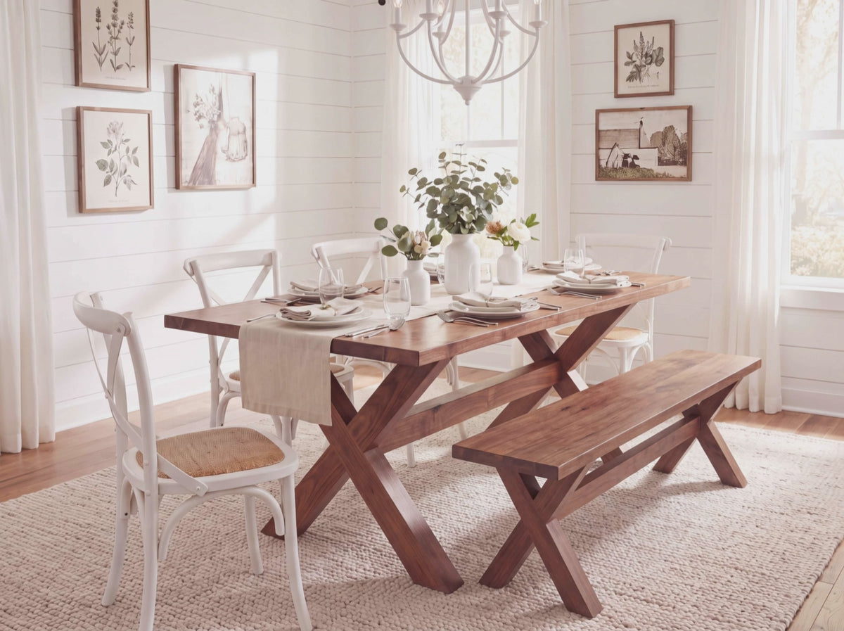 Solid Walnut Trestle Dining Bench: 3 Size Options