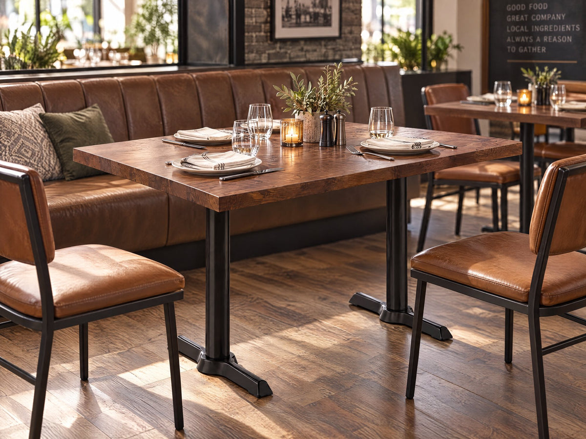 Solid Walnut Restaurant Table: 30" x 48", Seats 4-6