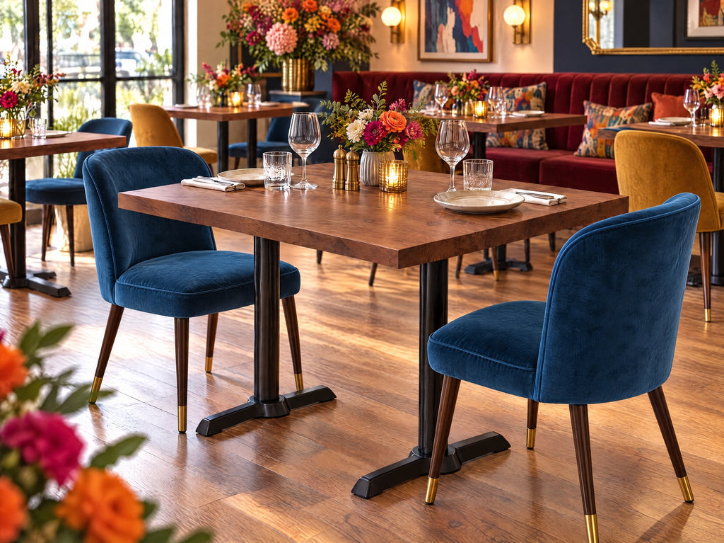 Solid Walnut Restaurant Table: 30" x 48", Seats 4-6