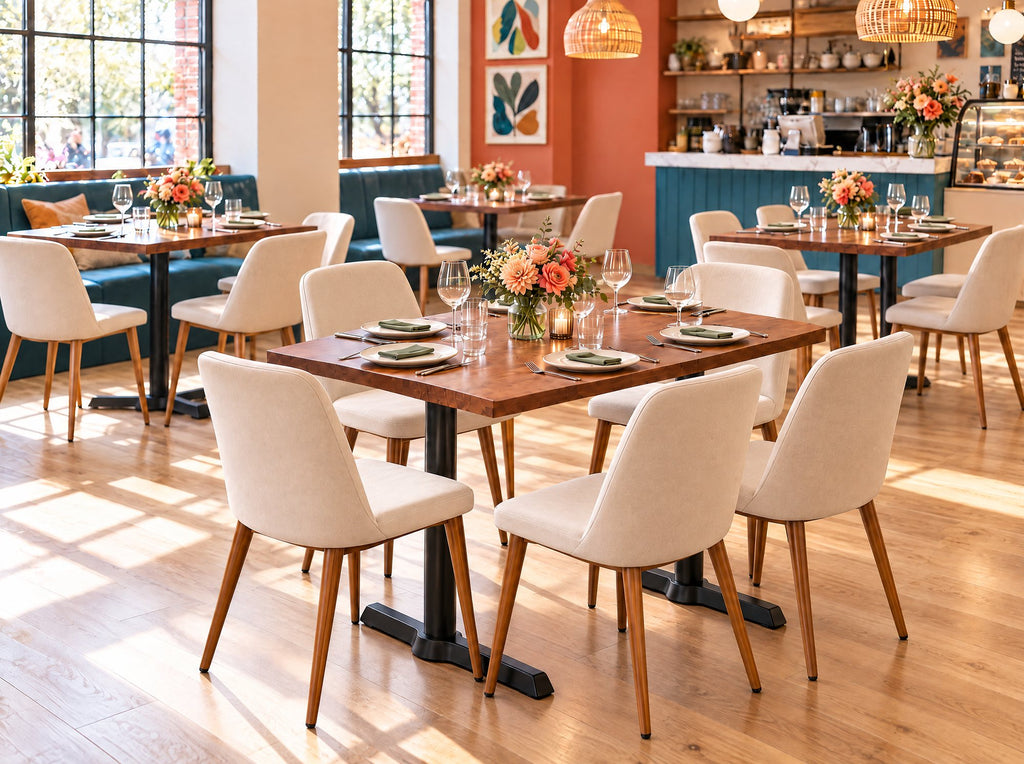 Solid Walnut Restaurant Table: 30" x 48", Seats 4-6
