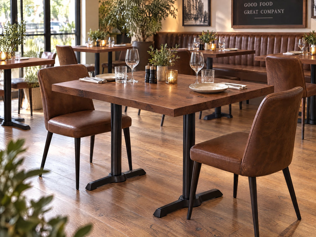 Solid Walnut Restaurant Table: 30" x 48", Seats 4-6