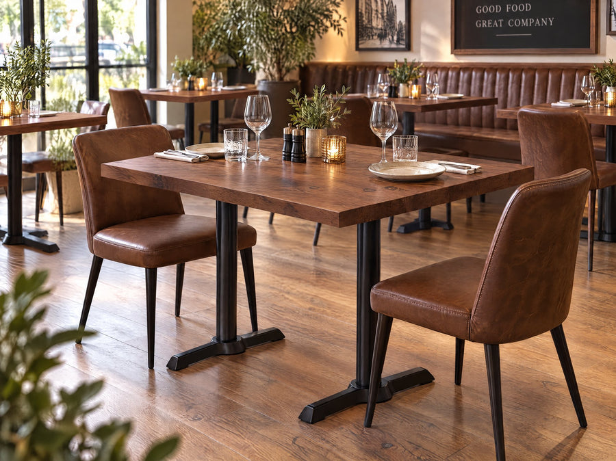 Solid Walnut Restaurant Table: 30" x 48", Seats 4-6