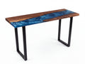 Solid walnut console table with blue epoxy river, one of a kind No. 1. Photo of the actual top, legs and setting added digitally (photo 1)