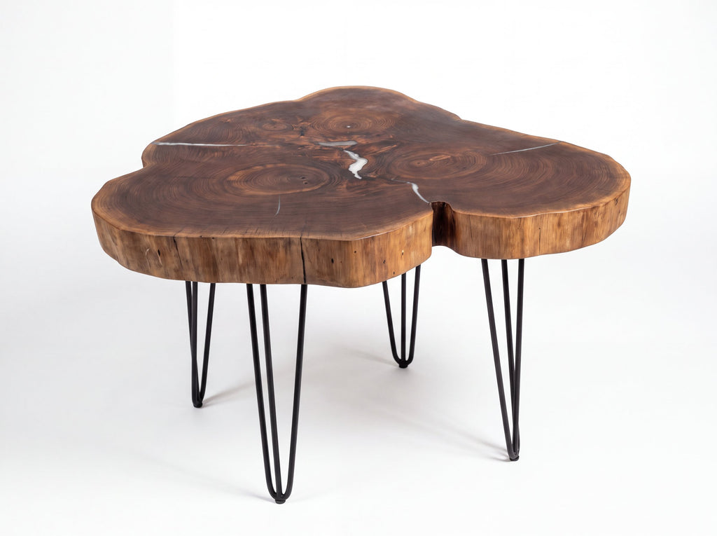 Studio-style image of this walnut cookie table, AI-edited from our shop photos