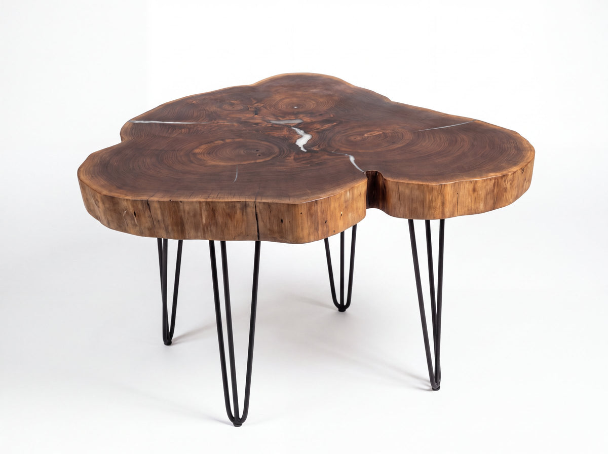 Studio-style image of this walnut cookie table, AI-edited from our shop photos