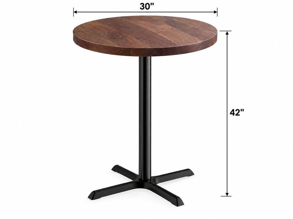 Solid Walnut High Top Bar Table: 42" Bar Height, 5 Sizes